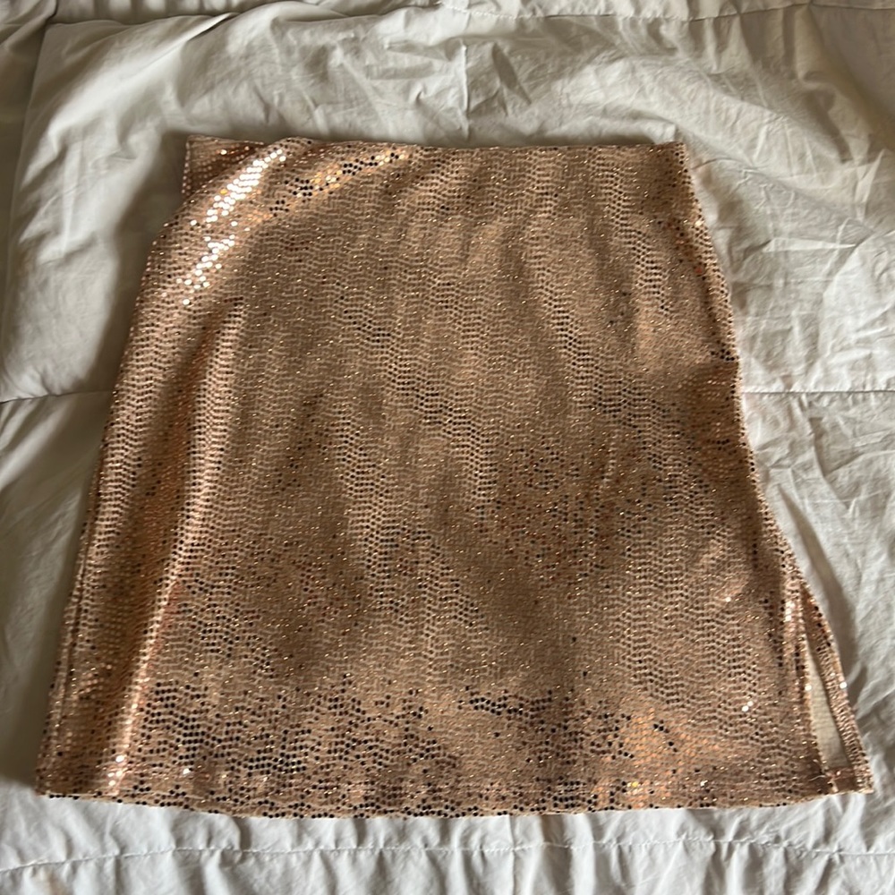 Rose-gold sequined mini skirt
